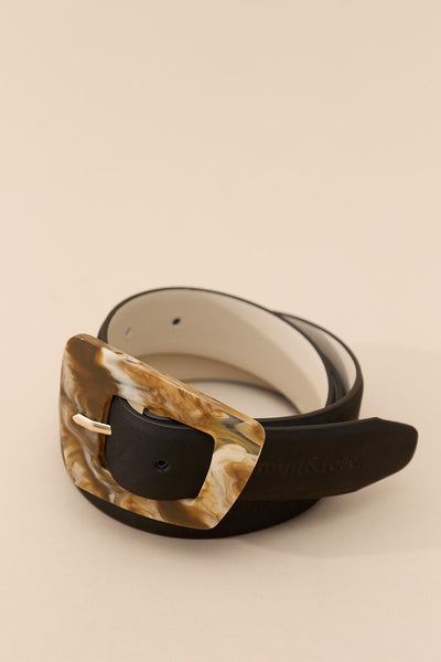 mint&rose.Cinturón linen XL White Leather Belt with Marble-Effect Buckle Cinturón linen XL – mint&rose Store main image 4
