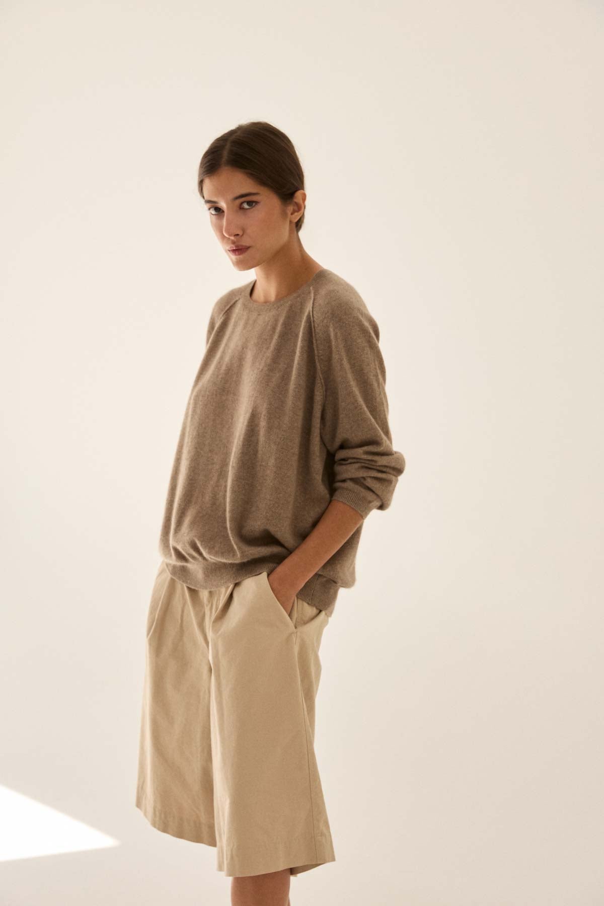 Jersey cashmere cuello redondo sand – mint&rose Store